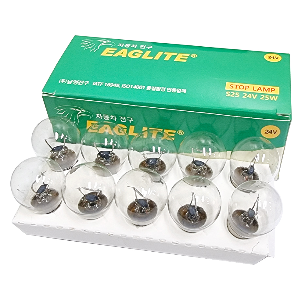 남영전구 싱글전구 투명 24V 25W 10개 세트 브레이크전구등 후미등 후진등